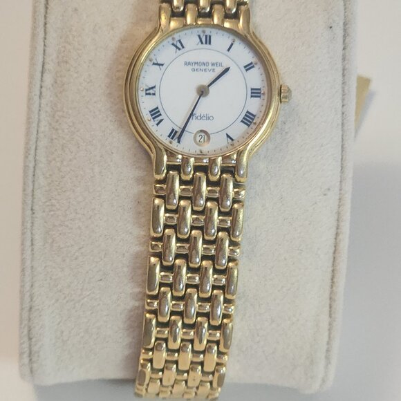 RAYMOND VEIL Fidelio Quartz Roman Numerals 18K Electroplated Ladies Watch - Picture 1 of 4